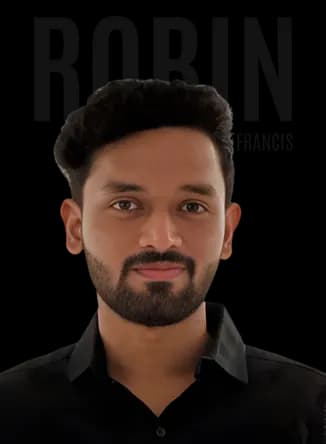Robin Francis — AI Innovator and Software Engineer, professional headshot in formal black shirt