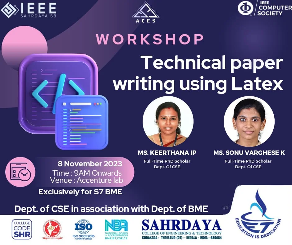 Event poster for the LaTeX technical paper writing workshop