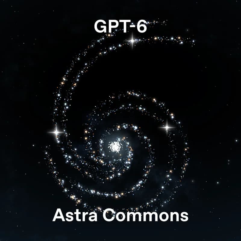 Astra Commons cover artwork showing a galaxy spiral and GPT-6 Astra
