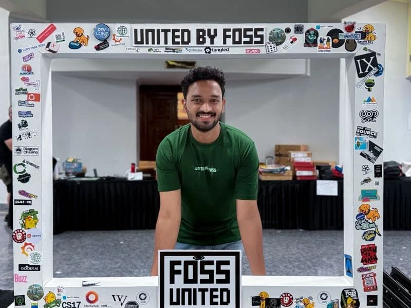 Robin Francis volunteering at IndiaFOSS 2026 in Bengaluru