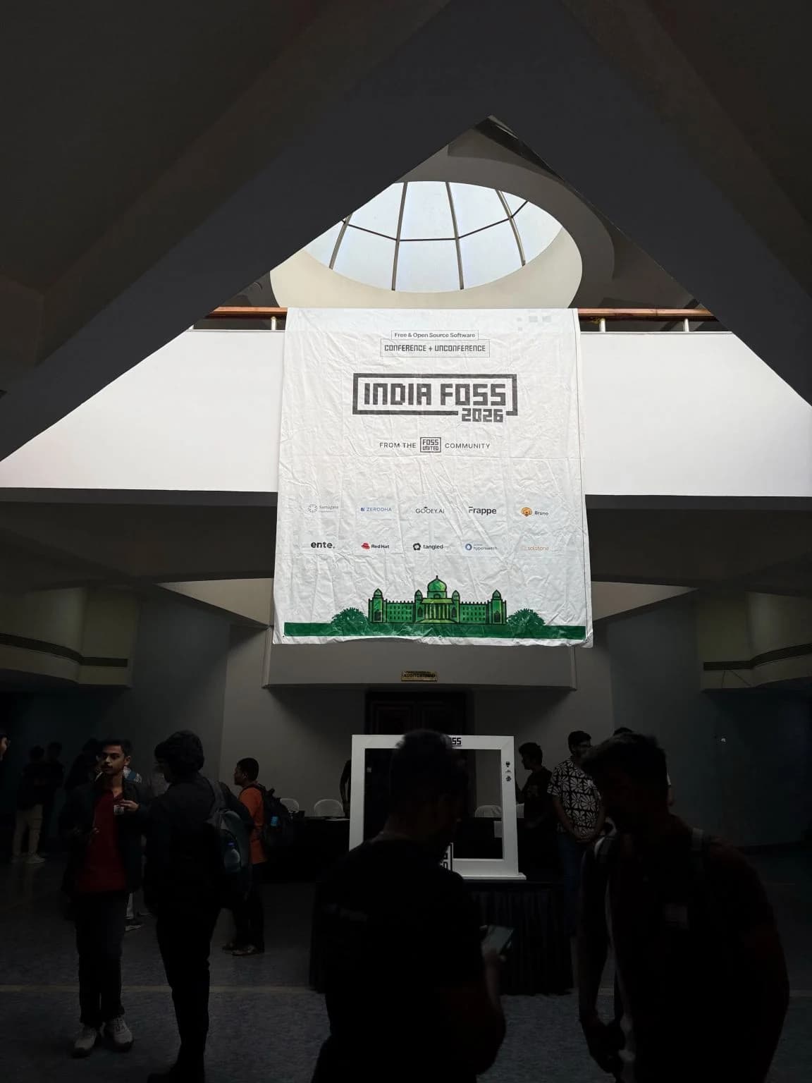 IndiaFOSS 2026 signage at the NIMHANS Convention Centre