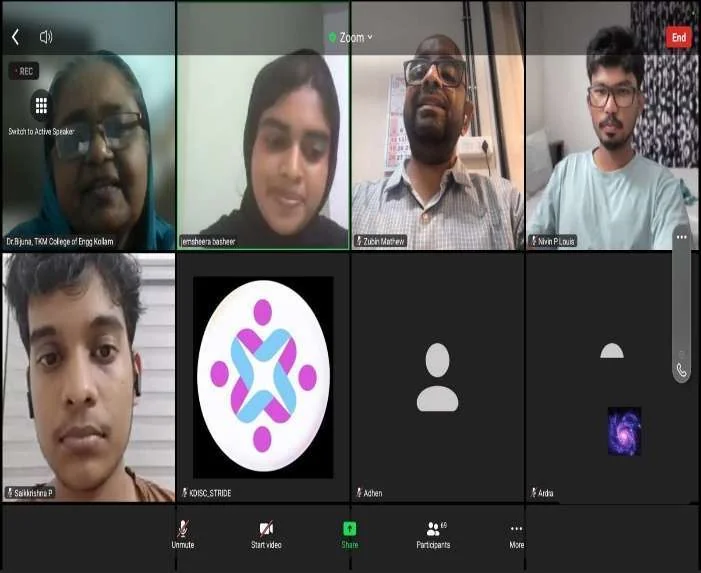 Dr. Bijuna Kunju K and participants in the STRIDE Forward online discussion about social projects