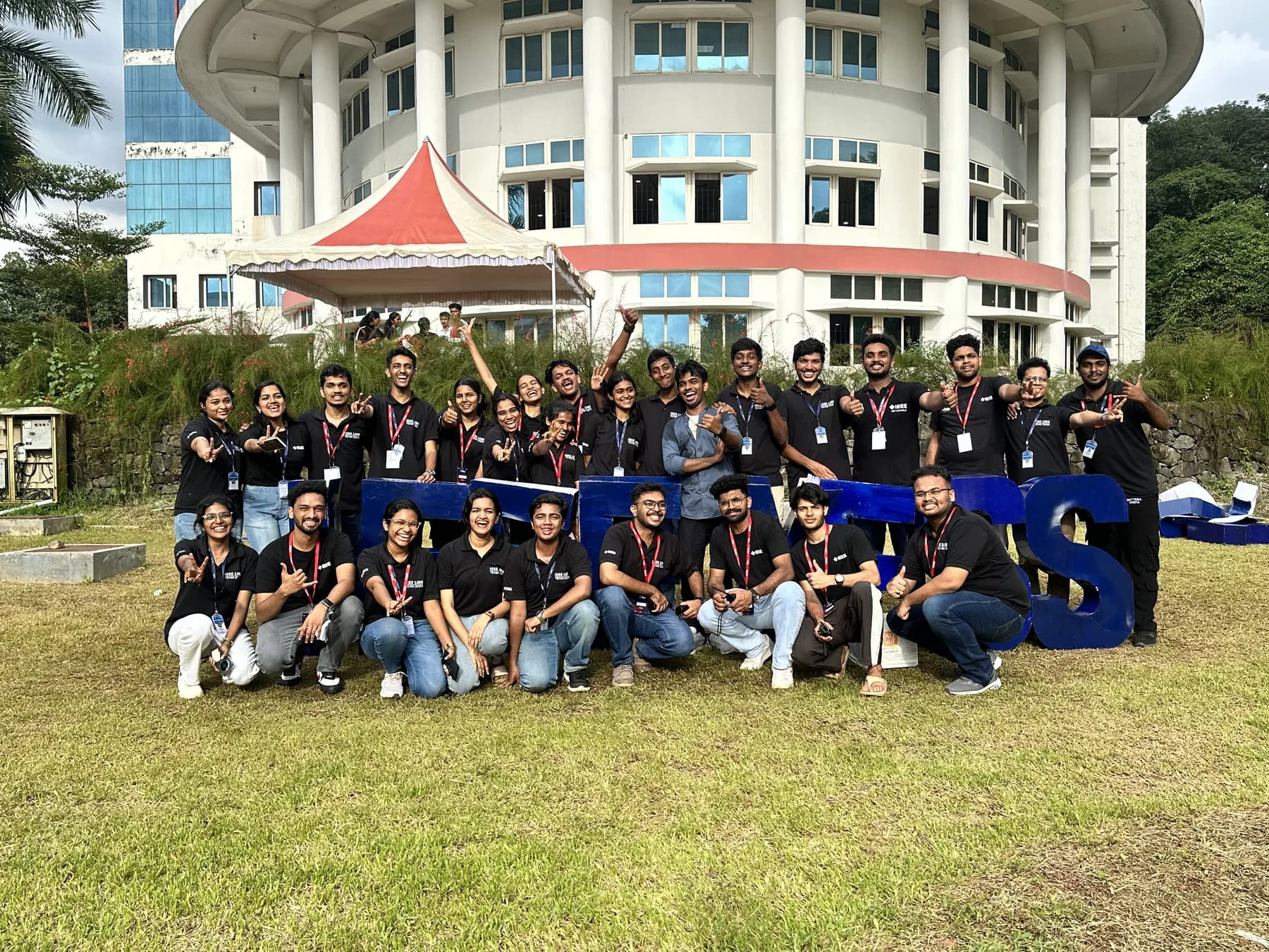 Campus team group photo with Robin Francis outside Sahrdaya