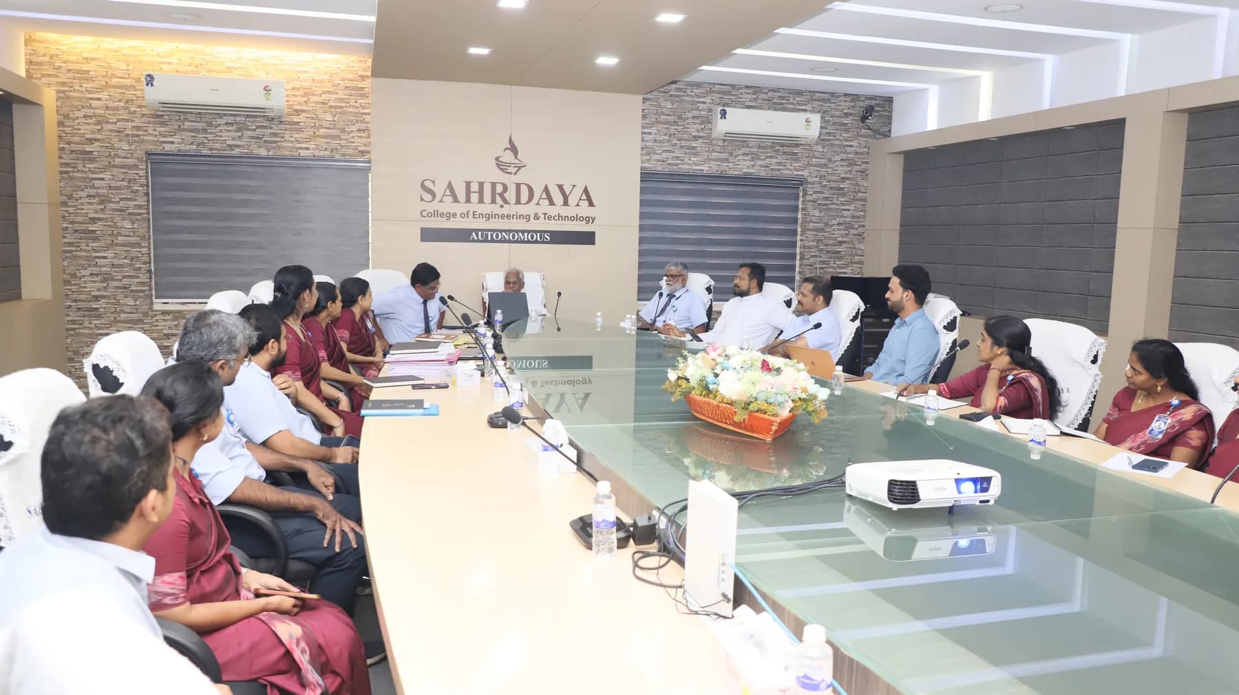 Boardroom meeting at Sahrdaya with Robin Francis and faculty members