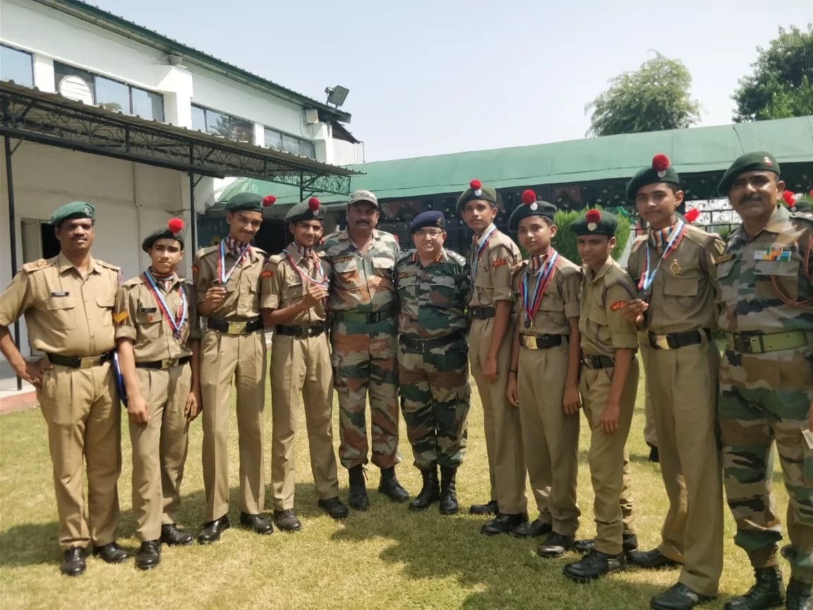 Medal-winning NCC cadets with their officers and instructors after the competition