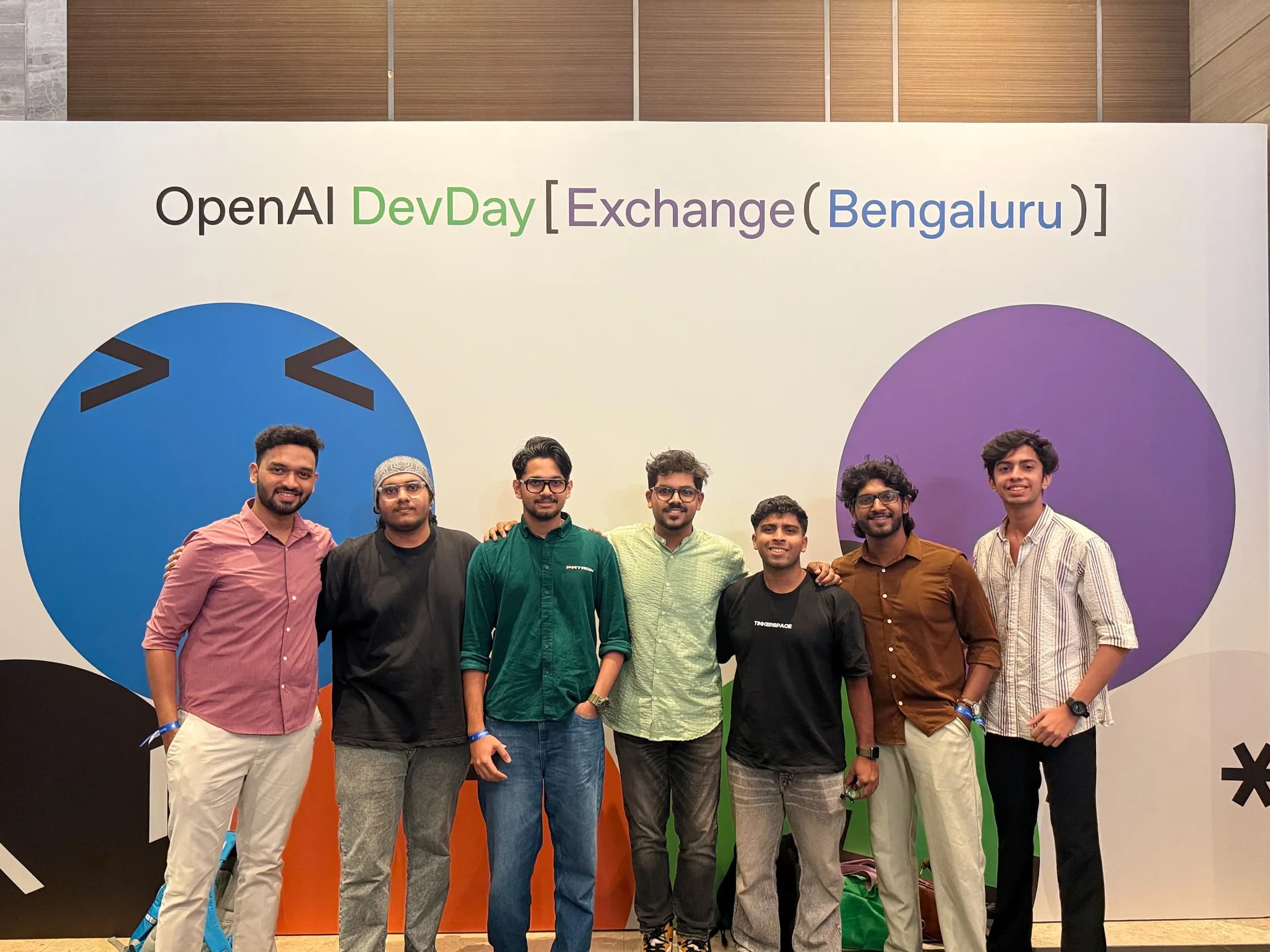 Robin Francis with fellow builders at the OpenAI DevDay Exchange Bengaluru backdrop on 16 October 2026
