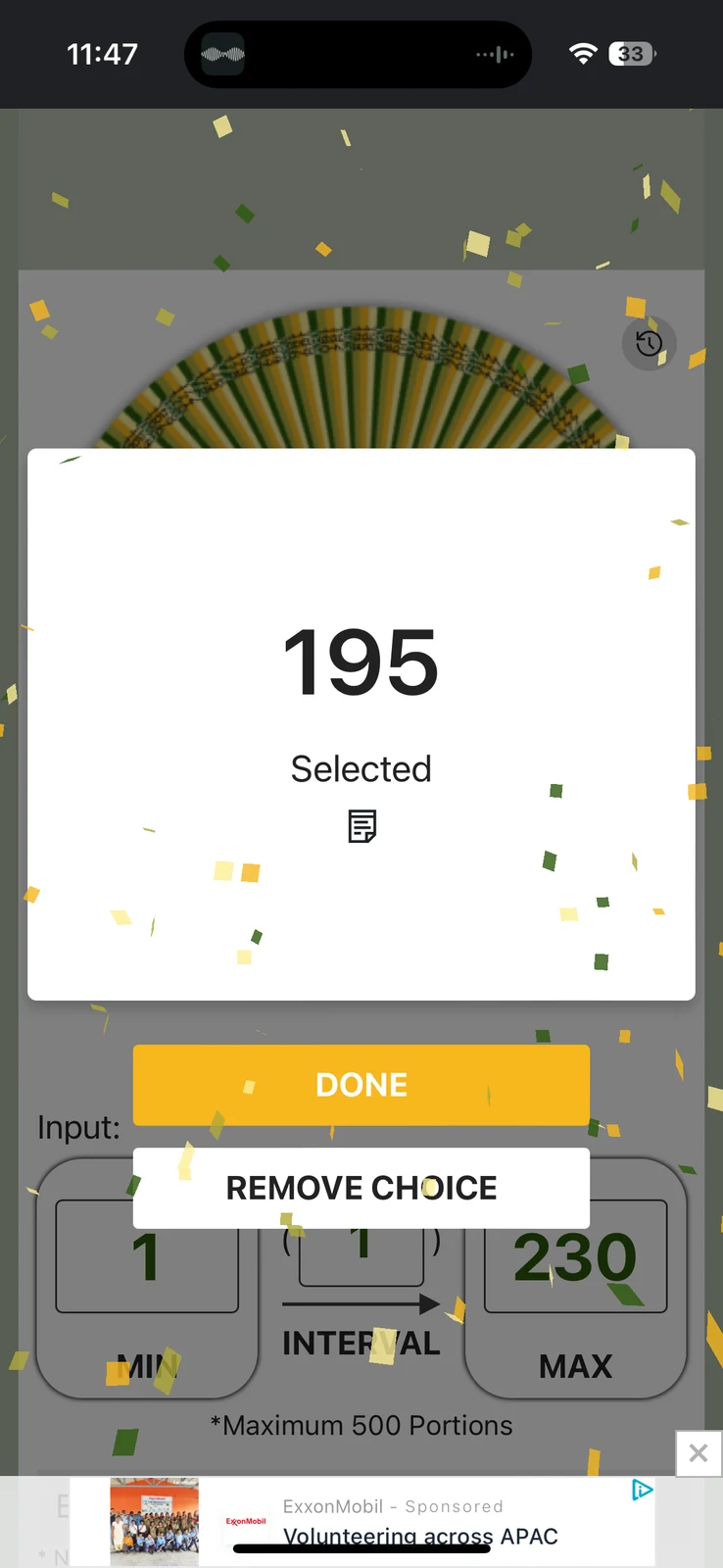 Archived number-draw screenshot from Christmas Pool