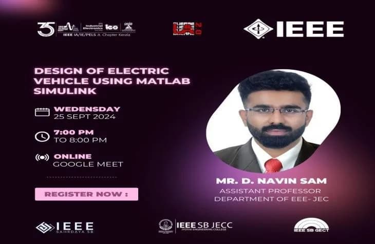 Event poster for Design of Electric Vehicle Using MATLAB Simulink