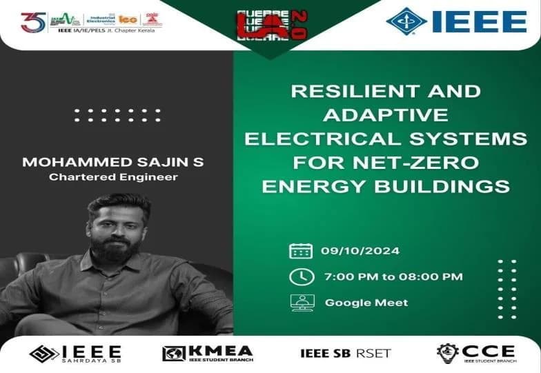 Event poster for Resilient and Adaptive Electrical Systems for Net-Zero Energy Buildings