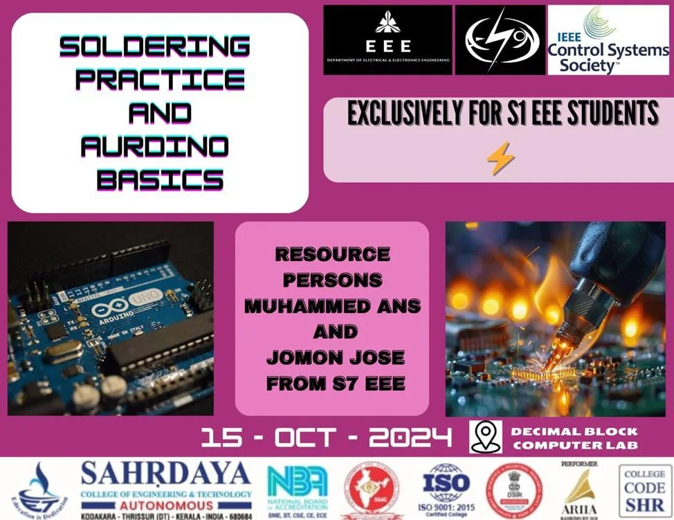 Event poster for Soldering Practice and Arduino Basics