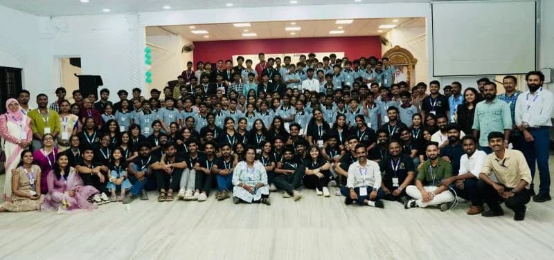 School students, mentors and organisers at the Srishti 2025 finale in Kochi